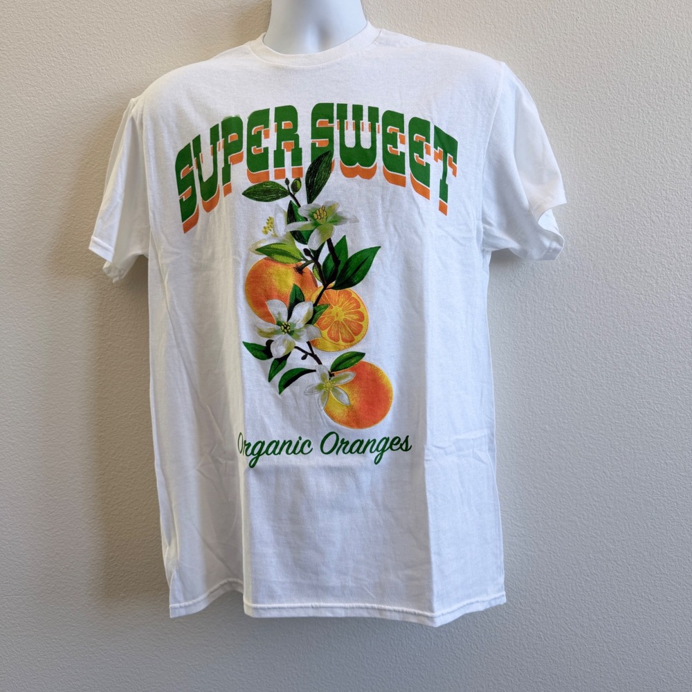 Sugar Flower Super Sweet Organic Oranges Graphic T-Shirt White Medium Cotton